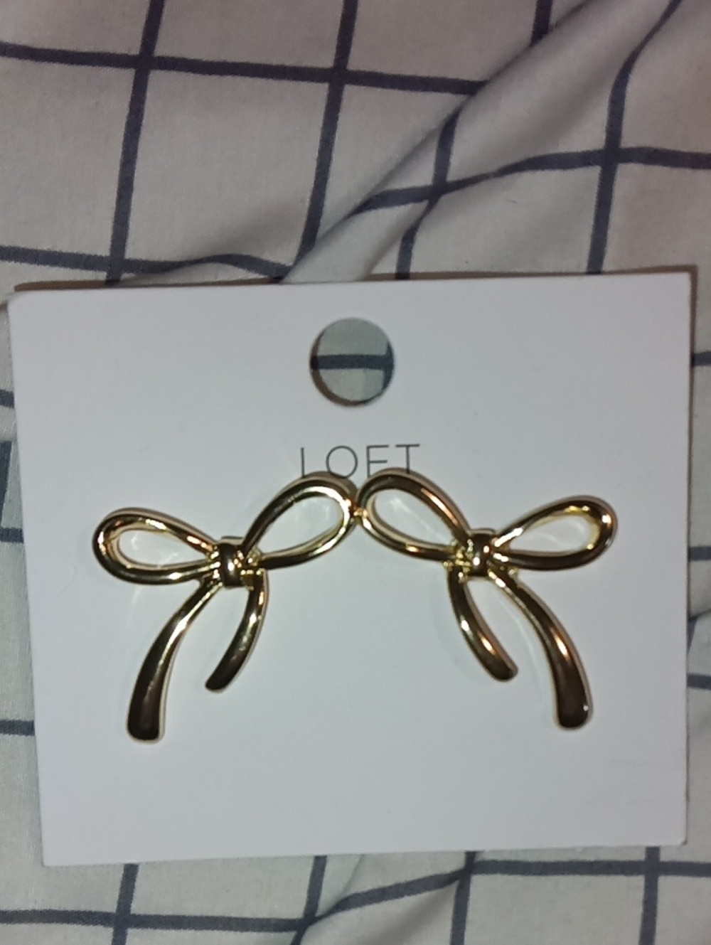 LOFT Shiny Gold Ribbon Bow Stud Earrings